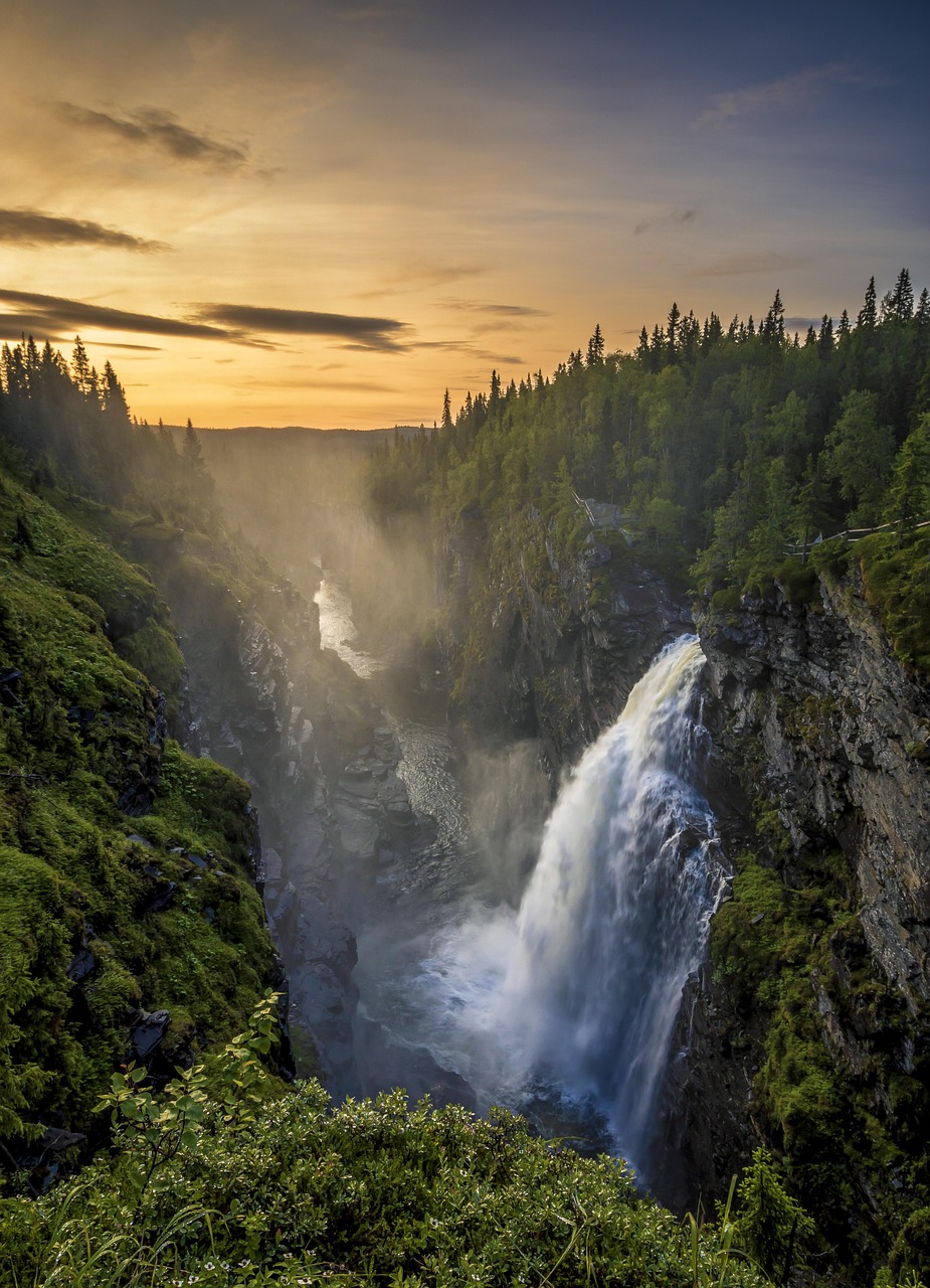 waterfall, sweden, water, nature, landscape, flow, forest, bach, fjäll, trees, rapids, bridge, deciduous forest, green, watercourse, rush, waters, idyll, water falls, waterfall, waterfall, waterfall, waterfall, waterfall, sweden, sweden, sweden, nature, forest